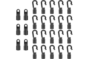 20 Pcs Bungee Shock Cord Hooks for 1/4 Inch Rope Terminal Ends - Tabbed S Open With Straight Hooks for Kayaks