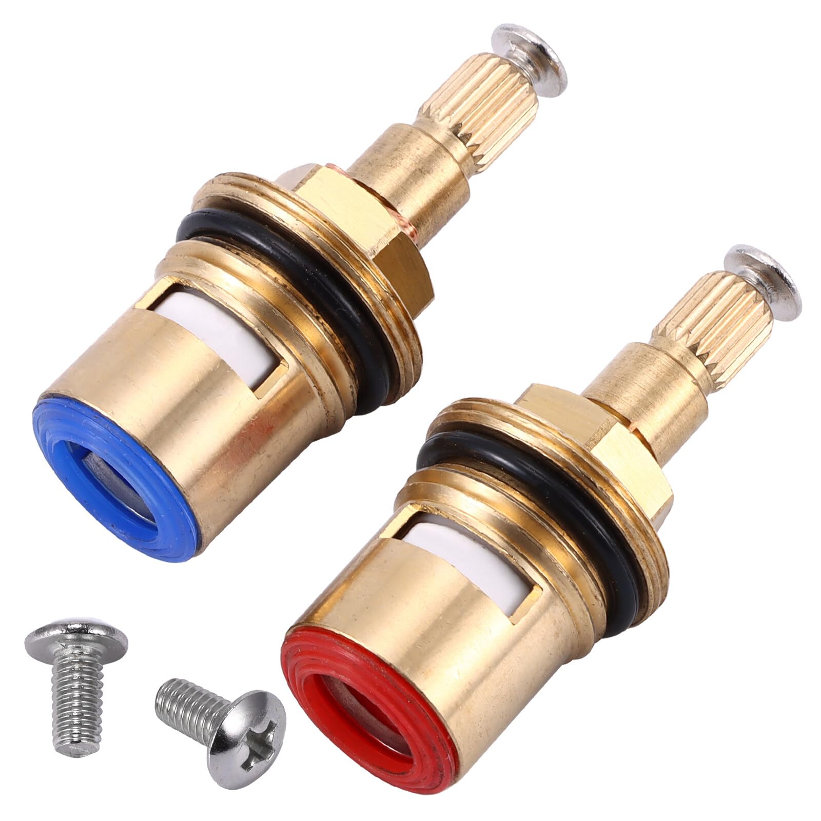 2pcs Mixer Tap Cartridge Replacement 1/4 Turn 20 Spline,Tap Glands Seals Repair Kit,Tap Valve for Shower Bathroom Taps with Washers,Solid Brass Ceramic
