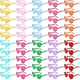 Geopty Wholesale 50 Pack Rimless Heart Shaped Sunglasses Bulk, Fun Colorful Heart Party Glasses for Women Men