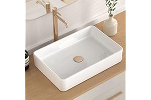 KES Bathroom Vessel Sink 20 Inch Above Counter Rectangular White Ceramic Countertop Sink for Cabinet Lavatory Vanity, BVS123S50