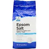 Quality Choice Epsom Salt, Magnesium Sulfate, Soaking Solution for Aches, Pains, Sprains or Bruises. Dual Purpose as Saline Laxative When Dissolved in A Drink as Instructed. 1 Pound Bag.