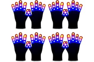 ONEREED 4 Pairs LED Gloves Light up Gloves for Kids Girls Boys Toys Age 3-12 Years Old Cool Fun Toys Christmas Gifts Easter Birthday Carnival Party Halloween costumes