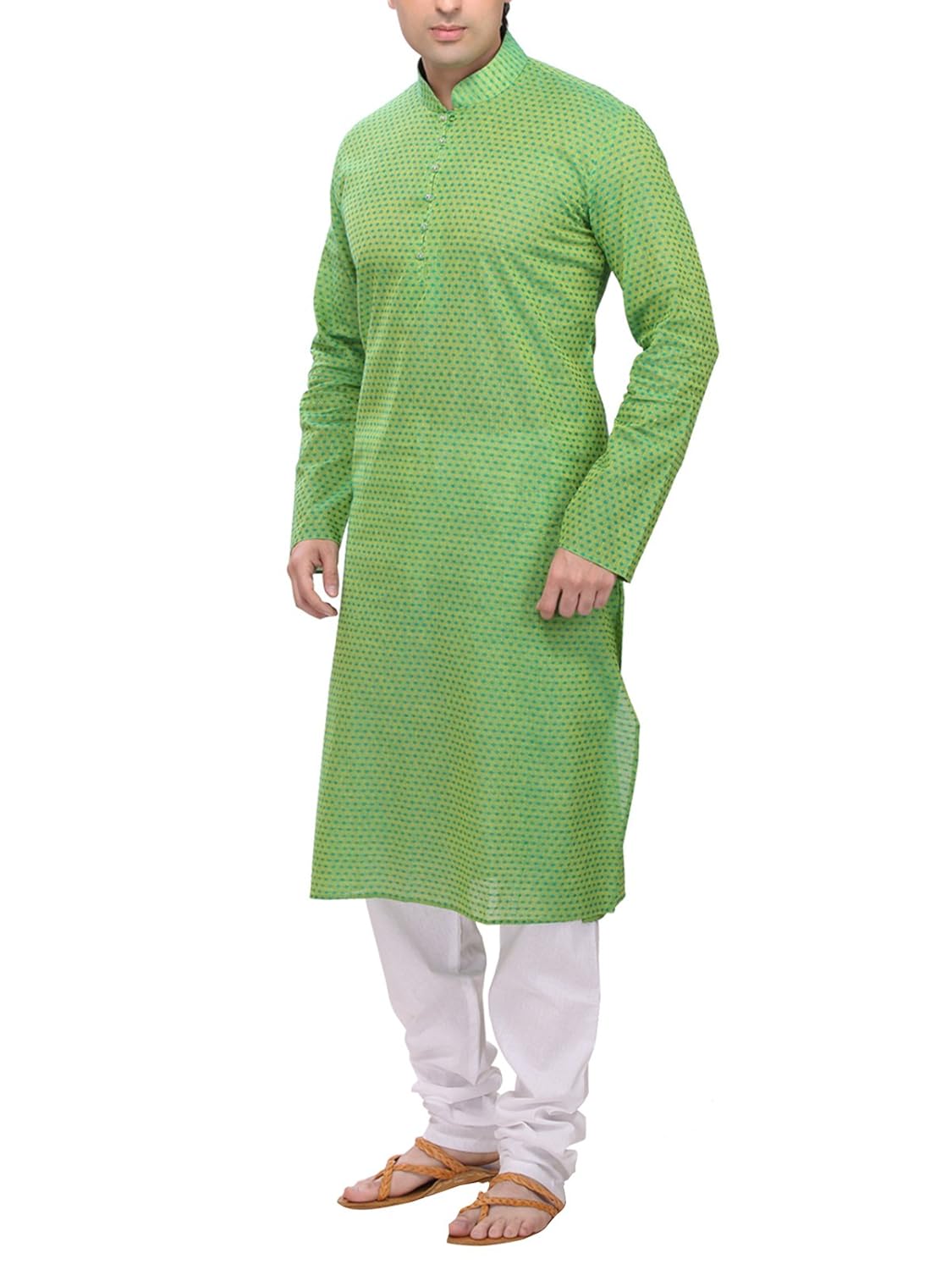 rg designers men's cotton kurta pyjama set green