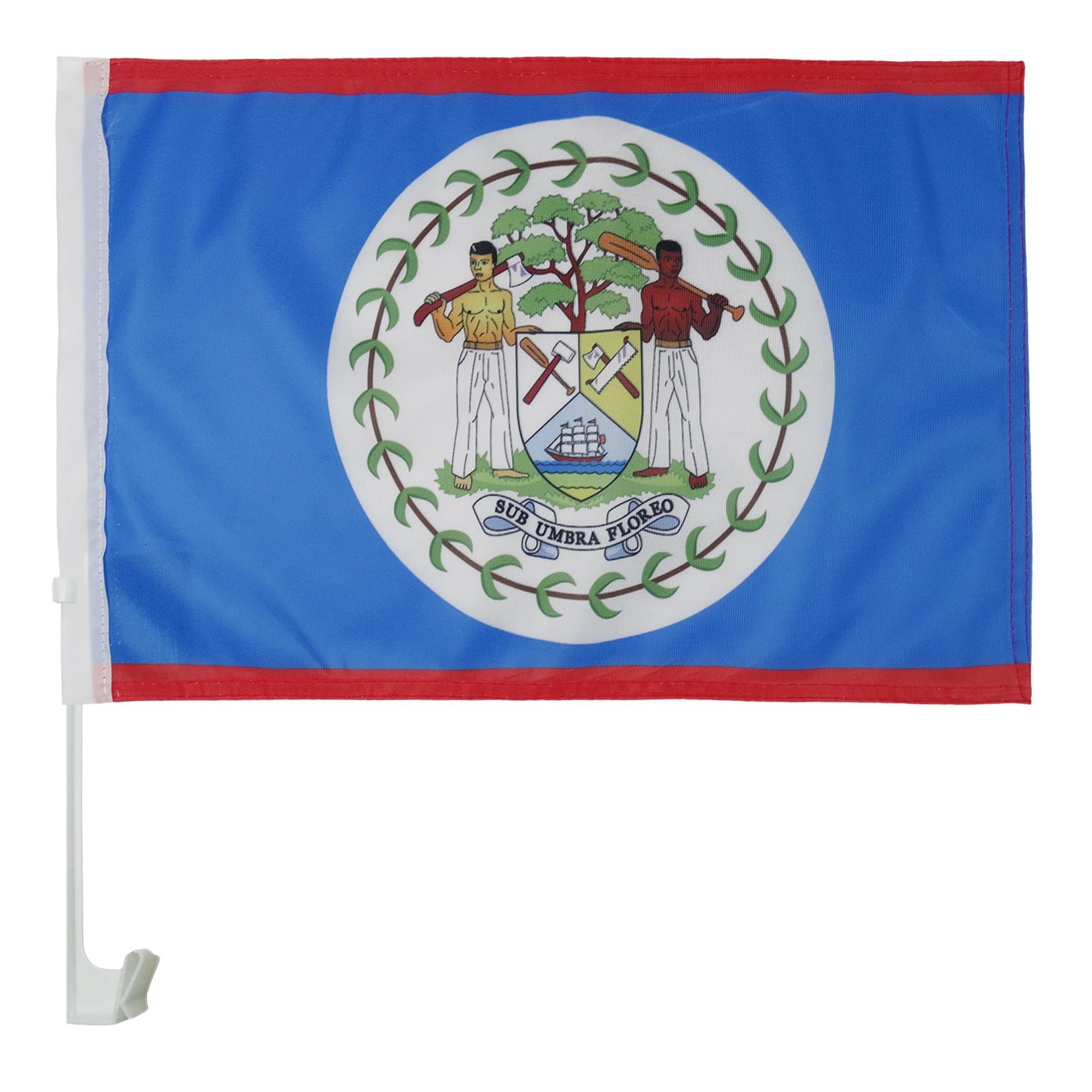 Belize Car Flag 18'' x 12'' - Belizean Car flags 30 x 45cm - Banner 18x12 INCHES PLASTIC STICK - AZ FLAG — image 1