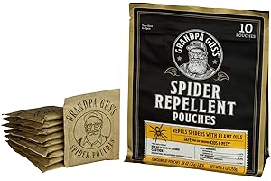 Grandpa Gus's Natural Spider Repellent Pouches, Spider Deterrent with Peppermint and Lemongrass Oil, Indoor Pest Control for Closet, Basement, Cabin, Shed, RV & Garage, 8.8 oz Each (10 Pouches)