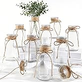 Vintage Glass Vases for Flowers, Set of 12 Clear Vases for Farmhouse Wedding Centerpiece Cylinder Bottle for Reception Table Decoration Home Decor Floral Arrangements