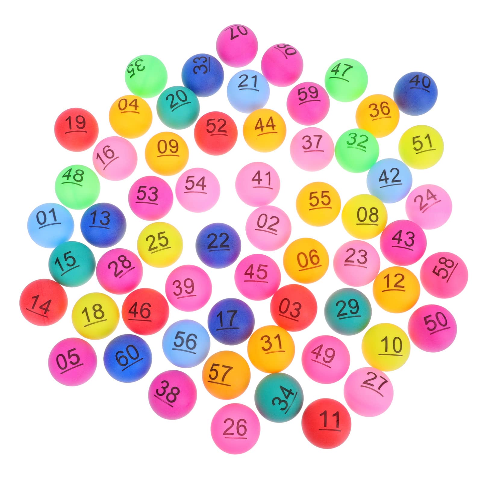 DOITOOL Numbered Balls 1-60 Seamless Lottery Balls 1.57 Inch Colorful Game Balls for Raffles Drawings Family Events Entertainment