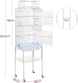 Yaheetech Metal Bird Cage Small Bird Parrot Cage Open Top Rolling Stand view 3