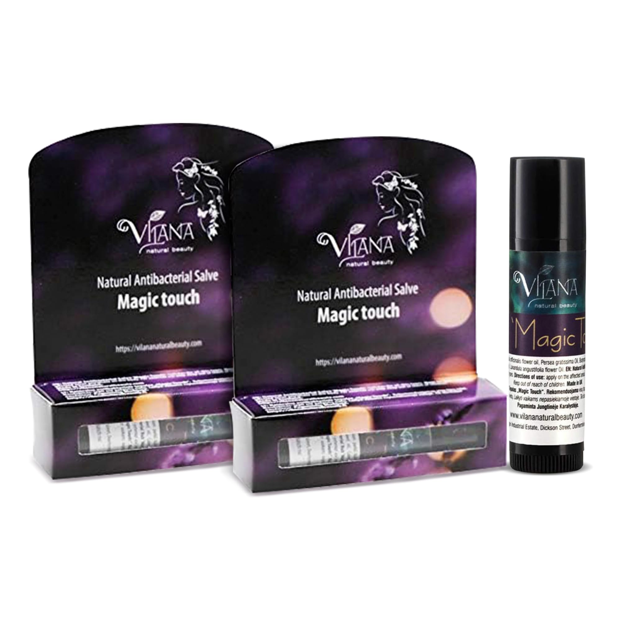 Vilana 100% Natural Magic Touch Antibacterial Salve, Soothes Irritated Damaged Skin, Itching, Dry Skin, Cold Sores, Rashes, Bruises, Sulphate-Free Balm, Magic Healer with Natural Oils - 10ml (Pack 2) — image 1