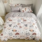 Loussiesd Reversible Duvet Cover Set Double Pug Husky Corgi Bedding