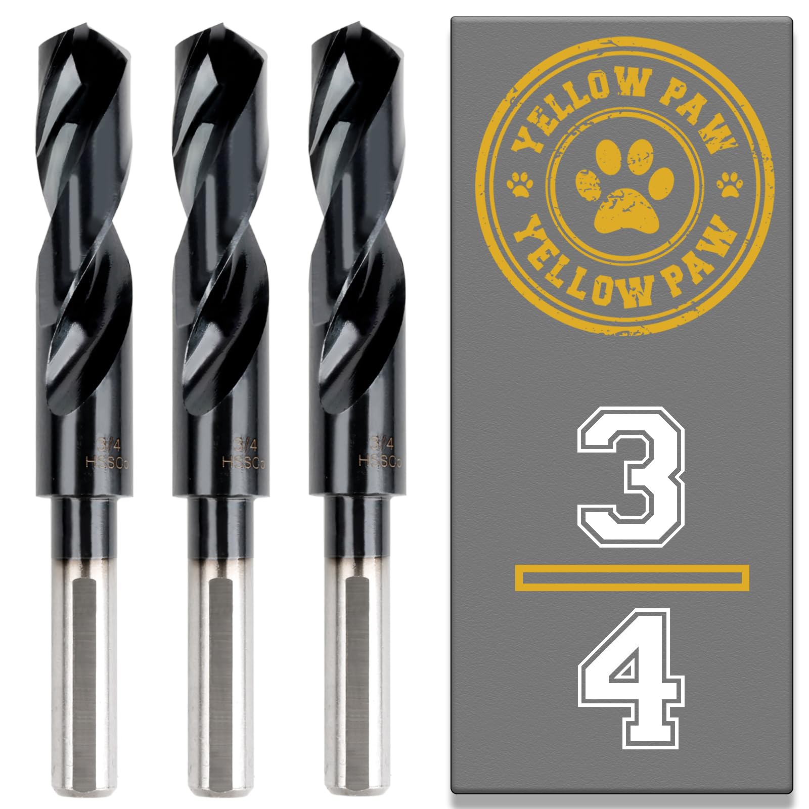 Photo 1 of 3/4 Inch Drill Bit (3 Pack) Industrial Grade M35 Cobalt Titanium Aluminum Nitrite - 3/4" Diameter & Total Length of 6" with Working Length of 3" Easily Drill Into Metal, Steel, & Aluminum