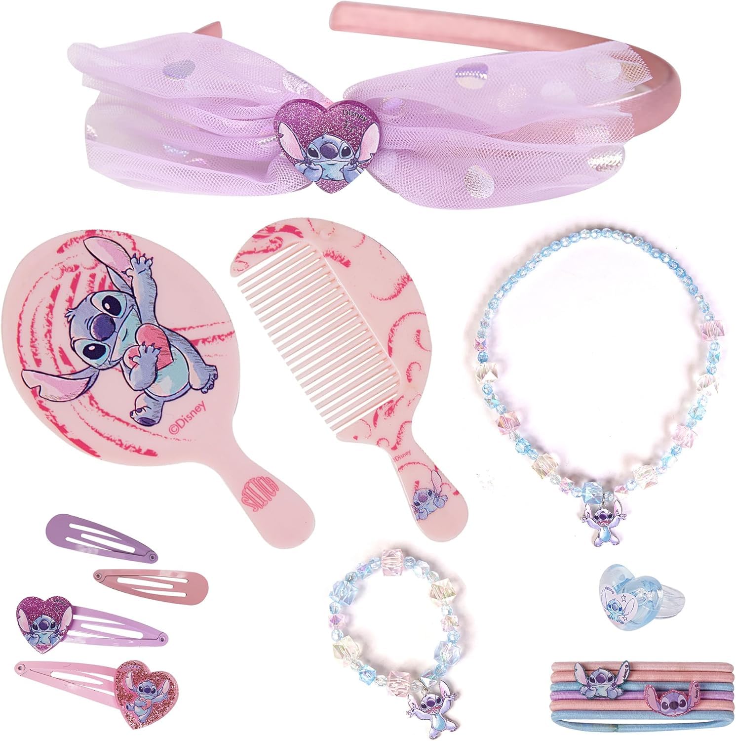Stitch Hair Accessories - Disney Hair Accessories for Girls - Stitch Accessories for Girls - Stitch Hairbrush and Brush - Stitch Hair Brush - Stitch Jewellery for Kids and Fans of Lilo & Stitch