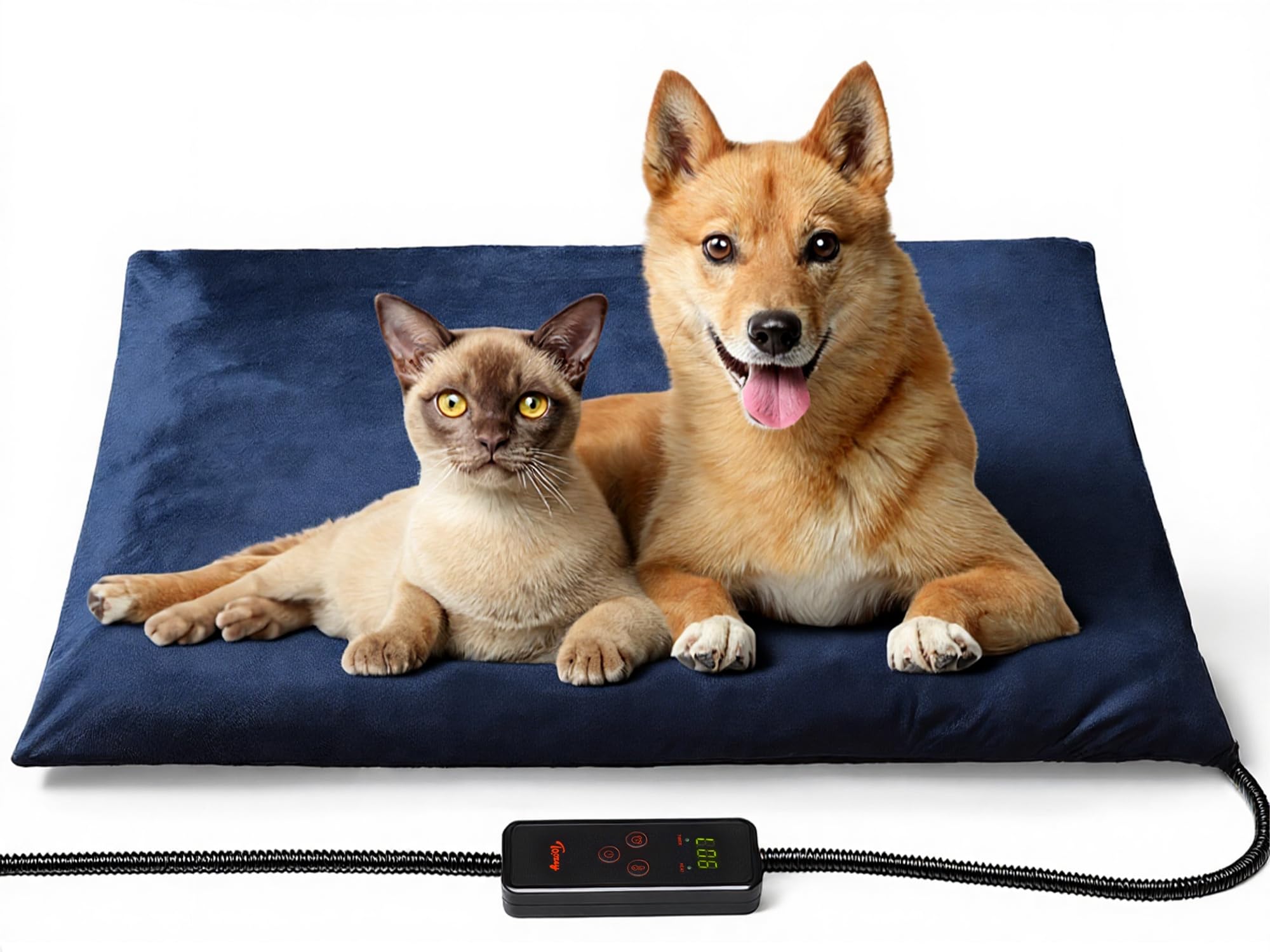 Photo 1 of Toozey Large Pet Heating Pad, 6 Adjustable Temperature Dog Cat Heating Pad with Timer, Waterproof Heated Dog Bed with Chew Resistant Cord, Indoor Electric Pet Heated Mat 35x24in
