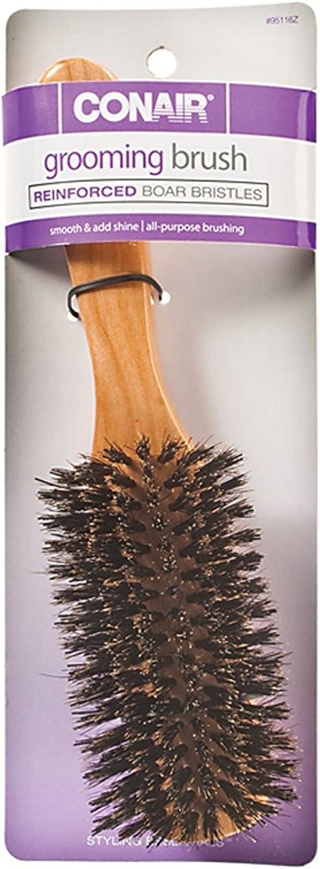 Conair Grooming Hair Brush, Reinforced Boar Bristles, Wooden: Amazon.ca
