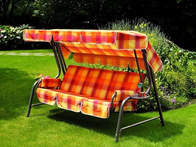 ARREDinITALY – Schaukel 4 Sitzer mit Struktur aus Metall und Kissen Fantasie 814 – Struktur anthrazit – 100% Made in Italy