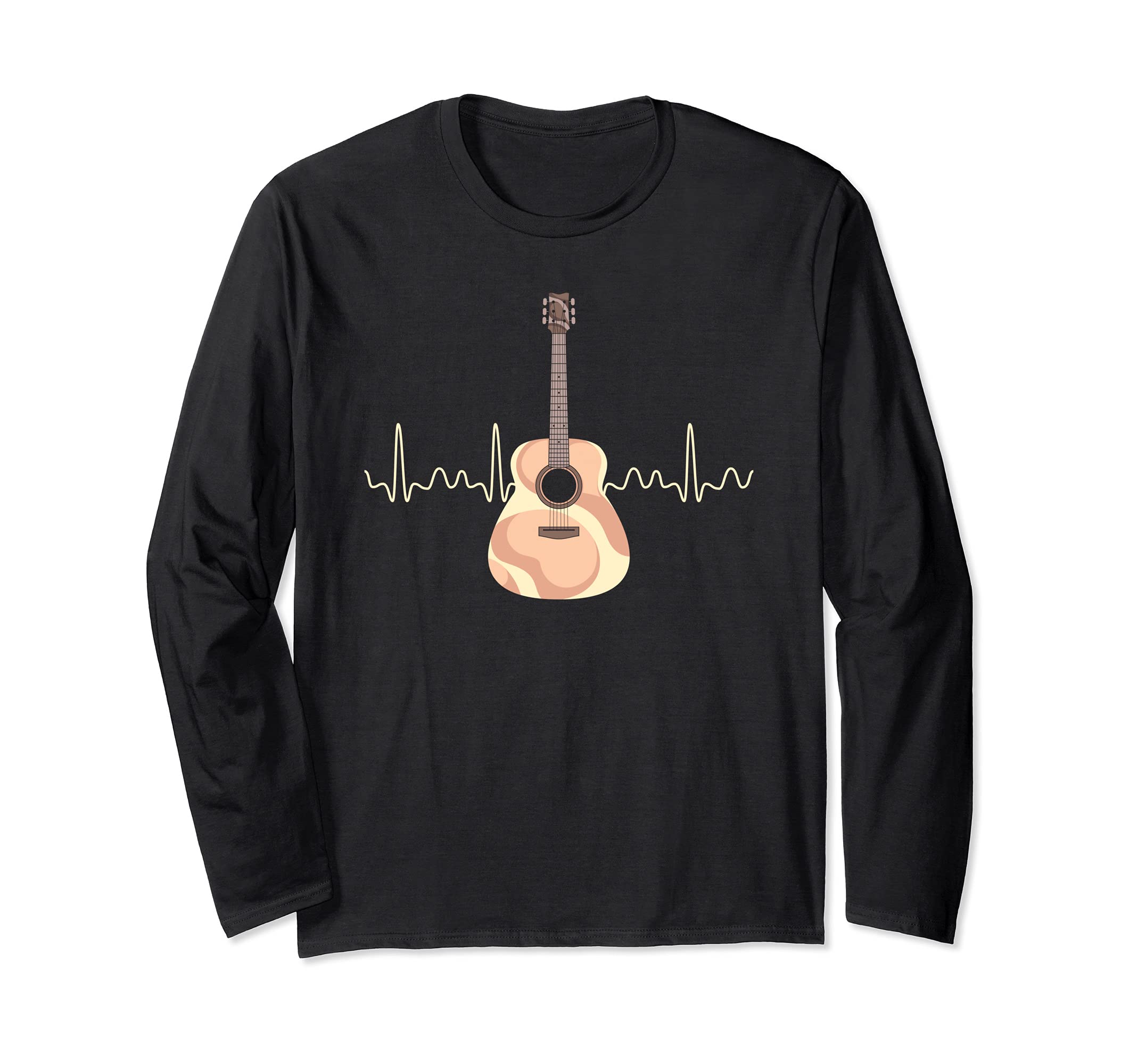 Musician Guitar Player Heartbeat Guitarist Acoustic Guitar Long Sleeve T-Shirt