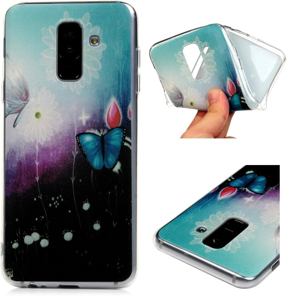 MOTIKO Galaxy A6 Plus 2018 Case, Clear Ultra-Thin Slim Clear TPU Silicone Gel Protective Shockproof Soft Case Cover for Samsung Galaxy A6 Plus 2018 -White Flower