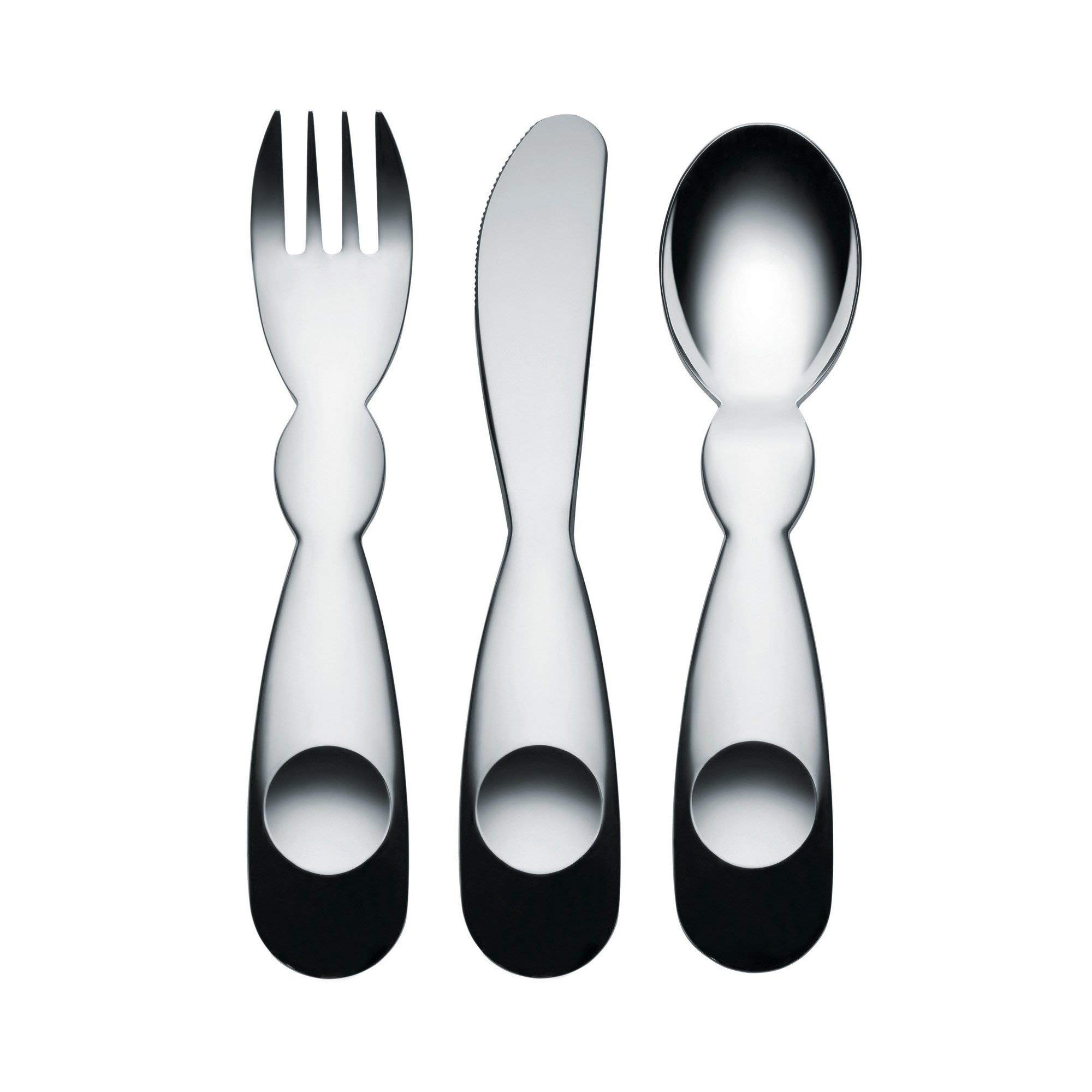 Alessi AM41S3 Alessini, Children Cutlery Set in 18/10 Stainless Steel. Spoon, Fork, Knife.