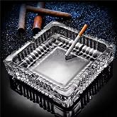 Ashtray, 7x7 inch Large Glass Ashtray for cigarette cigar, Crystal Ash tray | Clear Glass Square Cigar Ashtrays, Ash trays for Cigarettes for Home Outdoor Patio Office Gifts for Men Father Dad