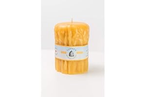 3.4"x5" Rustic Beeswax Pillar - 100% Pure Beeswax, hand-poured, family-run & Made In Canada - by Gammy's Beezwax Candles