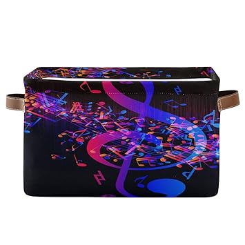 BIGJOKE Aufbewahrungskorb mit abstraktem Musiknoten-Muster