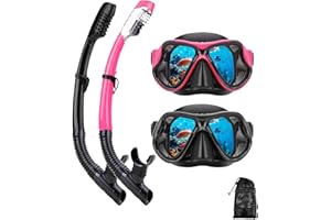 DIPUKI Snorkeling Gear for Adults, Dry-Top Snorkel Mask Set, Anti-Fog Scuba Diving Snorkle mask Set Adult, Panoramic Wide View Dive mask, Adjustable Swimming Diving Snorkeling Packages