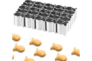 ILSSLI Gold Fish Cracker Cutter - 25 Cavity Fish Shaped Cookie Cutter - Stainless Steel - Silver - 1 Piece