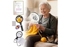 5.0 Upgraded Magnifying Glass Hand Free【12X German Ultra-HD Lens】【Cloud Sponge Neck Protection】 3 Smart Mode Light, All-Purpo