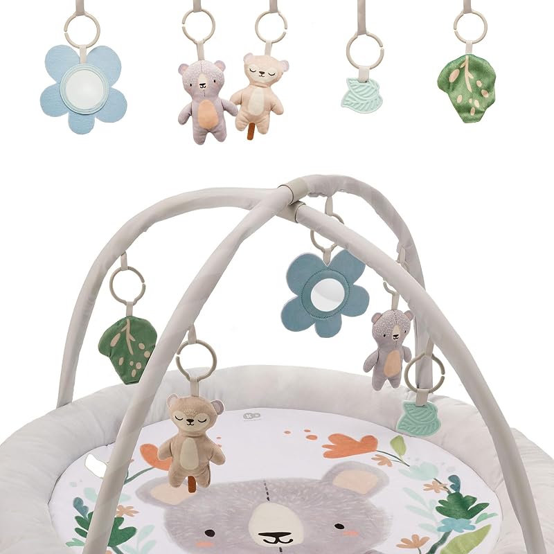 Kinderkraft COZYPLAY Palestrina Interattiva per Bambini, Tappetino educativo con Archi con Giocattoli, Lavabile in Lavatrice, Facile da riporre, Grigio