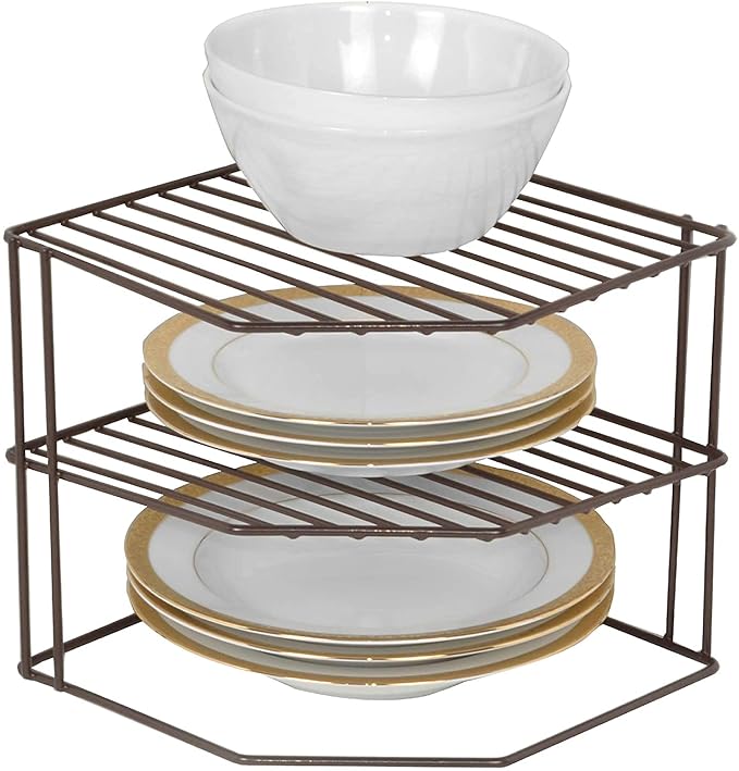 shiok decor™® 3Tier Kitchen Corner Shelf Rack Steel Metal Wire