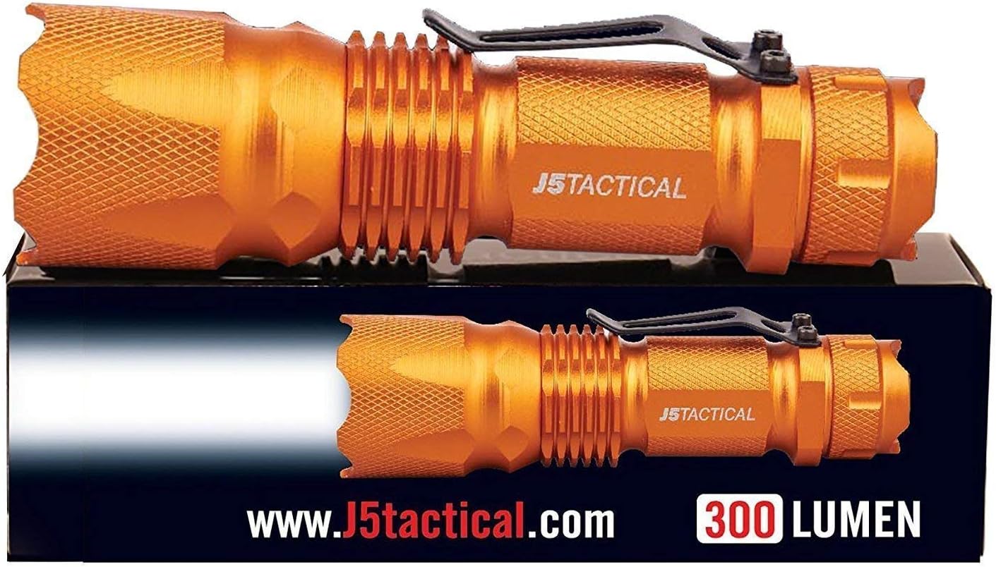 J5 Tactical Super Bright 300 Lumen V1-Pro LED 300 Lumen Tactical Torch Police Military Flashlight