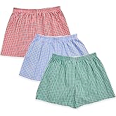 Cinvik Boxer Shorts for Women Gingham Sleep Y2k Printed Boxers Pj Boxer Short Trendy Checkered Baggy Pj Boxers