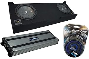 Harmony Audio Compatible with 2007-2013 GMC Sierra Crew Cab Truck Kicker Bundle CompR CWR12 Dual 12" Sub Box Enclosure & Harm