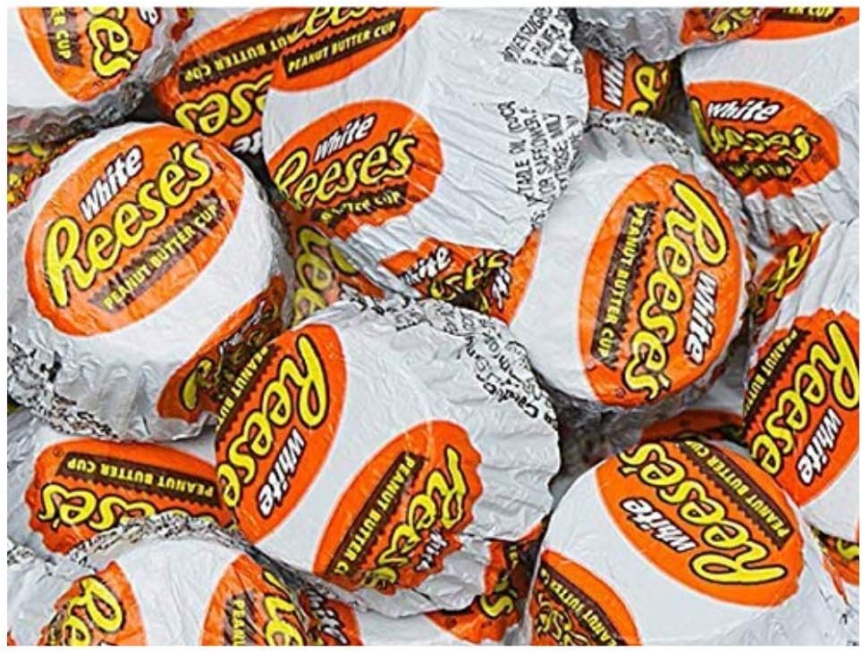 REESE'S Holiday White Peanut Butter Cups Miniatures for Stocking Stuffers - Share It On Halloween, Balloon Fiesta, Thanksgiving, Christmas, 4th of July White Chocolate - 2 Pounds