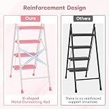 BONTEC 4 Step Ladder with Wide Anti-Slip Pedals Pink 150kg Capacity view 4