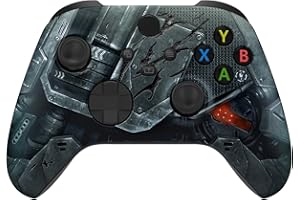 eXtremeRate Replacement Shell for Xbox Series X & S Controller - Mecha Armor with Combat Damage Engrave Custom Acessories Skin Front Housing Cover for Xbox Core Controller Wireless [Control Without]