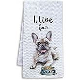Shrago Funny French Bulldog Kitchen Towels, French Bulldog Gifts for Women Men Dish Tea Towels, Frenchie Gifts for Women Decorative Hand Towel for Bathroom Decor, 16x24 Inch
