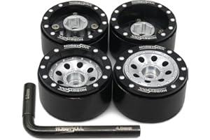 HOBBYSOUL Adjustable Offset 1.0 Beadlock Wheels Black Silver, Heavy 1.0 offset rc rims Wheels 21g/rim For 1/18 Traxxas TRX4M Axial SCX24 90081 & Other RC Micro Crawler Truck, (4-Pack)
