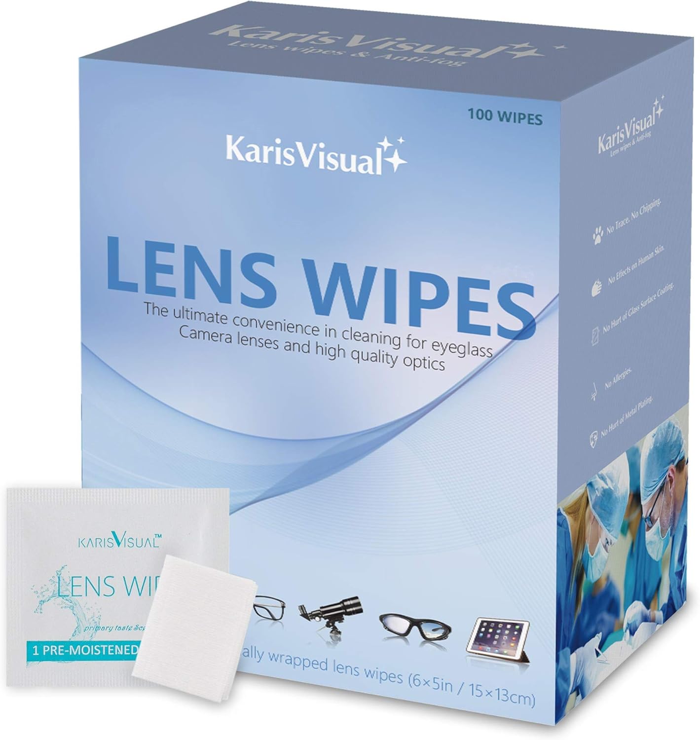 KarisVisual Optical Lens Wipes Premoistened NonScratching Eyeglasses Cleaning Wipes for Camera