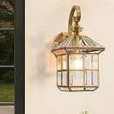 ShinYouneL Copper Porch Lights Oil Rubbed Brass Outdoor Wall Lights 13.4in Exterior Lantern Light Fixture Waterproof Outside 