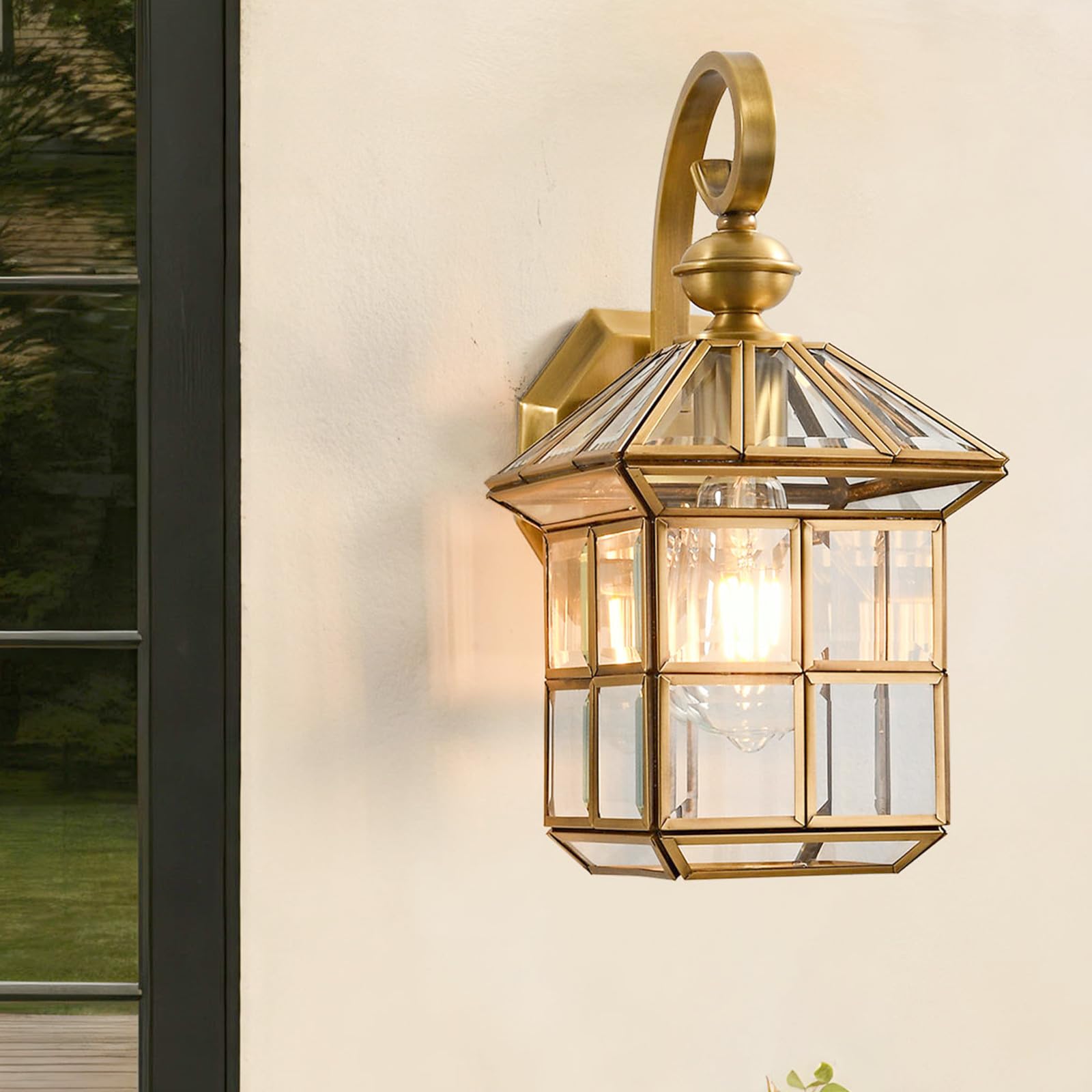 Photo 1 of ShinYouneL Copper Porch Lights Oil Rubbed Brass Outdoor Wall Lights 13.4in Exterior Lantern Light Fixture Waterproof Outside Wall Mount Sconce Lamp for Patio Garage Entryway Balcony