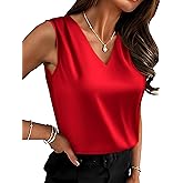 Mawor Womens Silk Satin Summer Camisole Tank Tops Trendy Sleeveless V Neck Blouses Dressy Casual Business Shirts