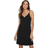 GYS Womens Soft Bamboo Viscose Adjustable V Neck Full Slip Dress