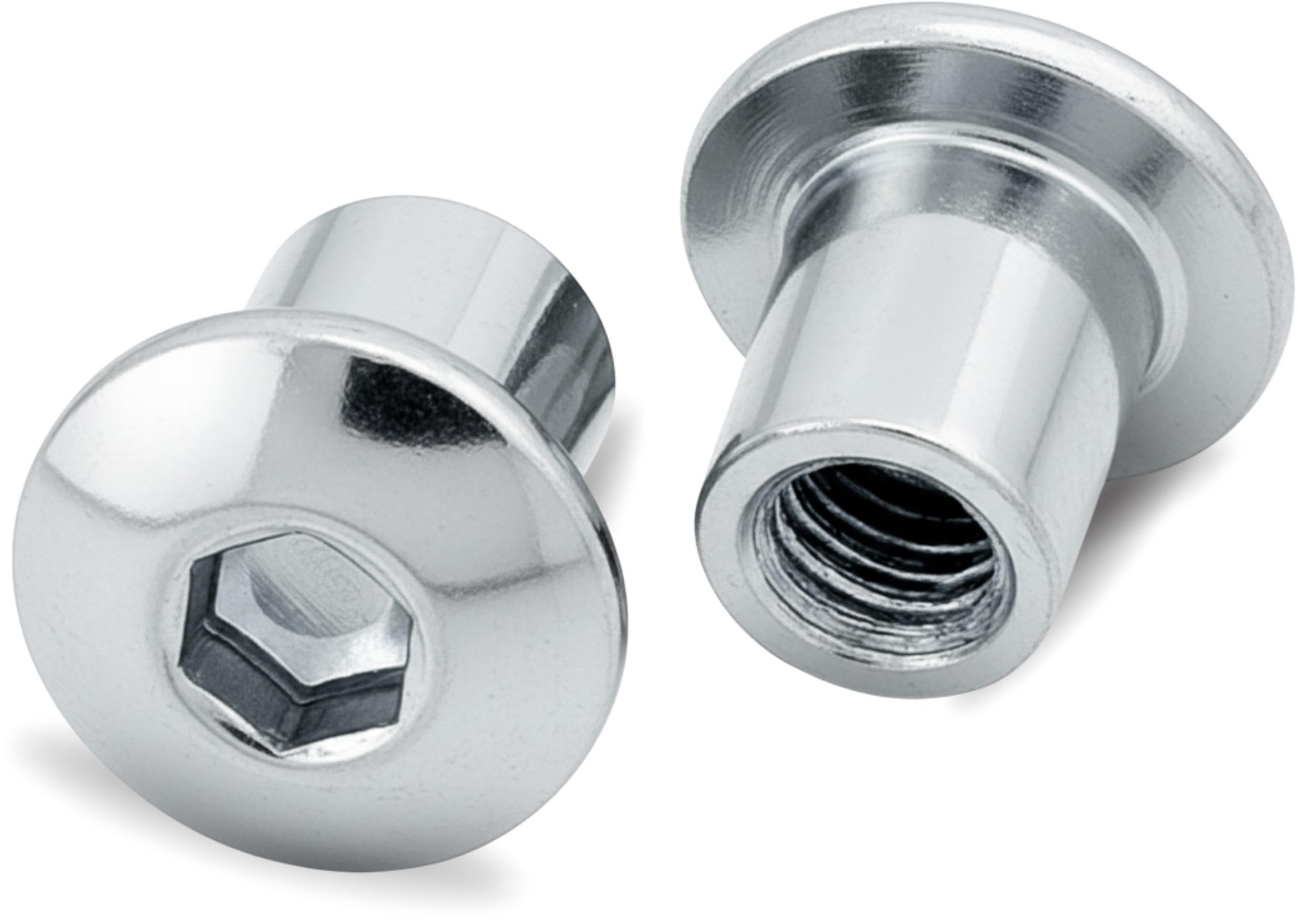 HEXATON Sleeve Nuts with Round Head Hex Allen Socket M8 x 20 x 16 mm - 50 Pieces - Zinc Plated Steel