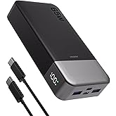 JUOVI Power Bank 65W 20000mAh Laptop Portable Charger, PD QC Fast Charging with 4 USB Ports, External Battery Pack for MacBook iPad Tablet iPhone Samsung Steam Deck and More