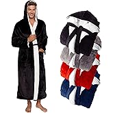 Ross Michaels Mens Luxury Robe Hooded Big and Tall - Long Plush Fleece Bath Robe with Hood and Pockets- Gift Men and Teens