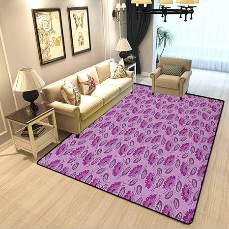 Amazon.com: Purple Kids Living Room Carpet Floral Composition Damask