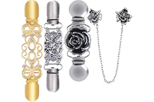 Ruisita 4 Pieces Retro Cardigan Clip Sweater Collar Clip Shawl Clips Dresses Shawl Clip for Women Girls