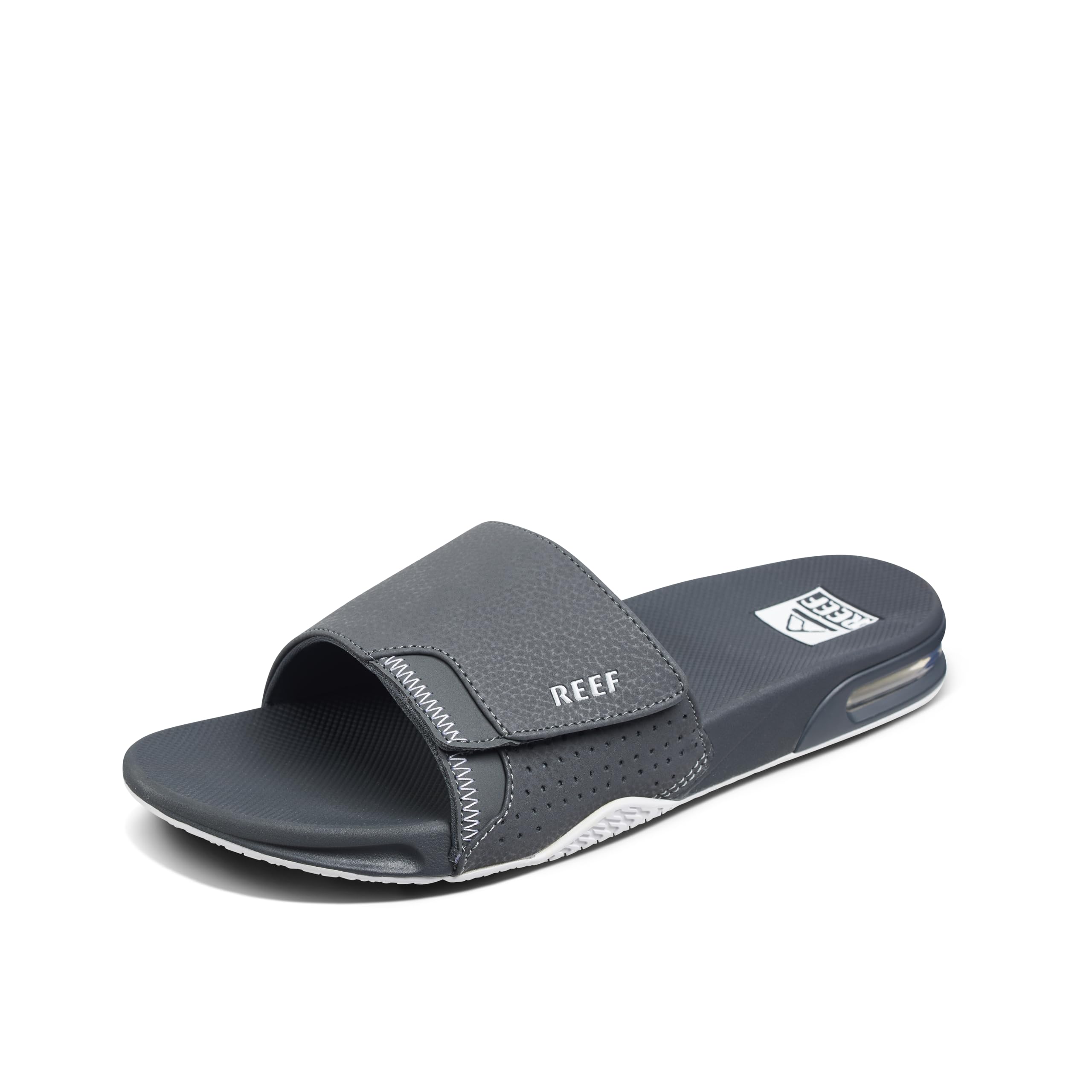 Reef Fanning Slide Mens Bottle Opener Sandal, Arch Support, Durable Outsole, Water Friendly, Shadow, 6