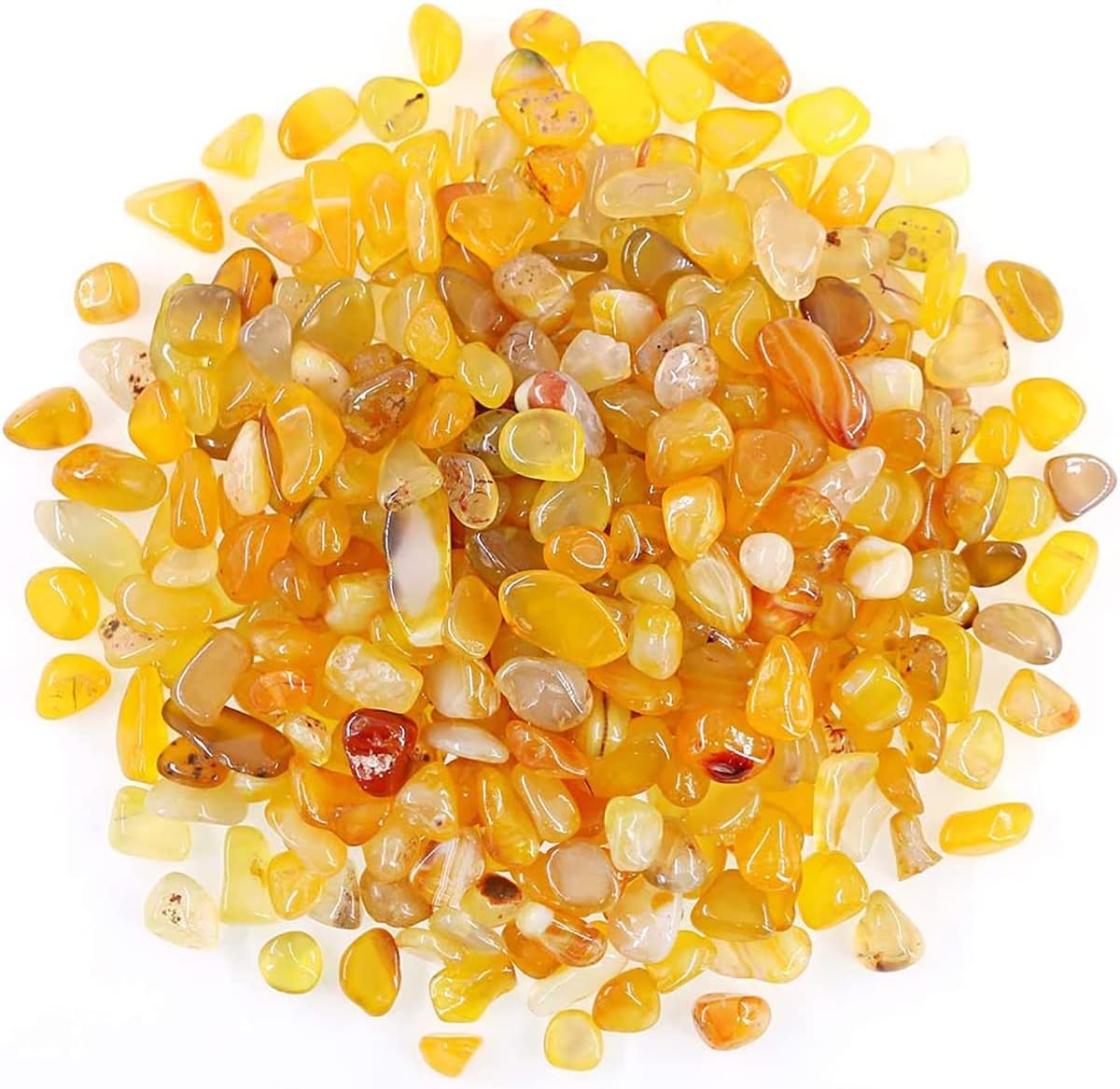 Hardscaping Materials - 1.1 Lb (500 g) Yellow Agate Pebble Crystal Stone Irregular Quartz Decorative Rocks Gemstone Crushed Pieces Tumbled Stone Chips for Jewelry Making/Handwork Craft/Home Decoration